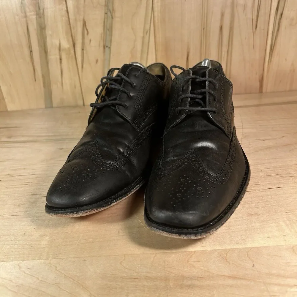Cole Haan Grand Wingtip Black Leather Oxford Shoes Men Size 10.5 M